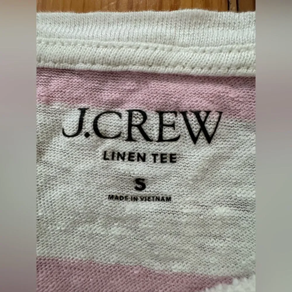 J Crew Pink Striped Linen T-shirt